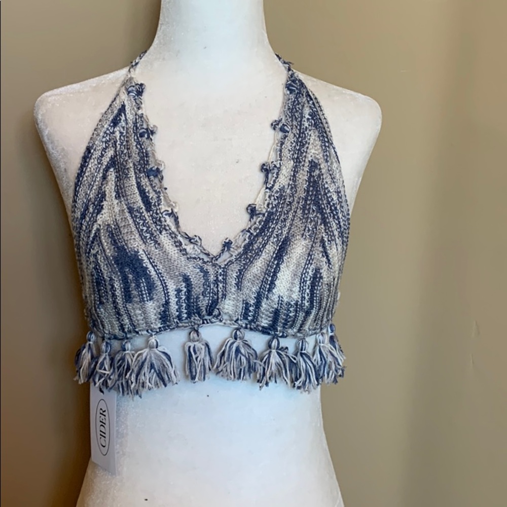 Crochet fringe halter top NWT